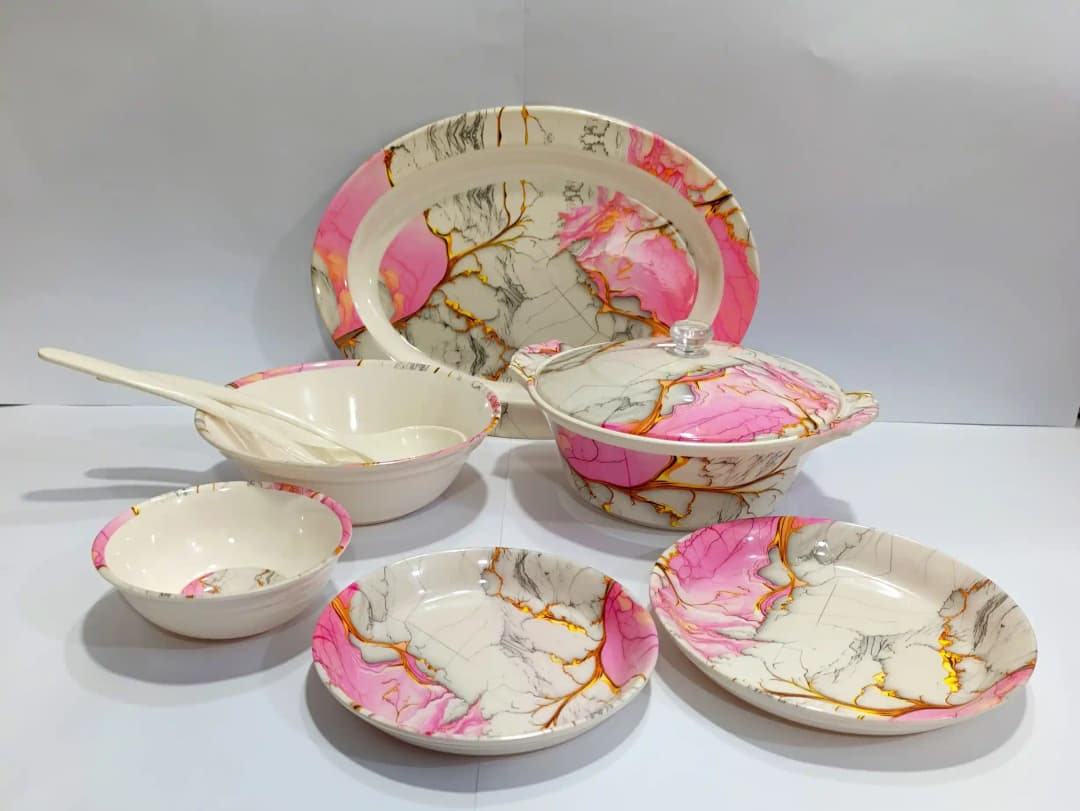 Dinner Set Melamine 6 person Pink img 1