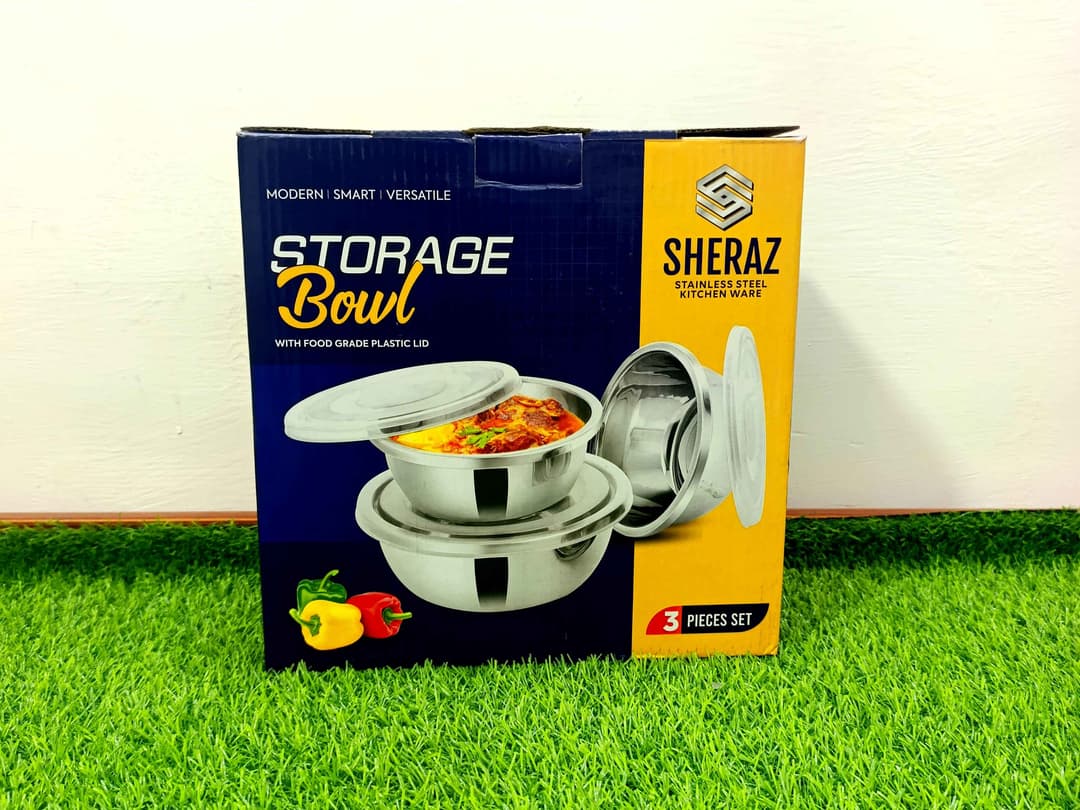 Air Tight Stainless Steel Bowl Set (3Pcs) img 3