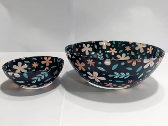 Bowl Set Printed Black Flowers 7 pcs img 01