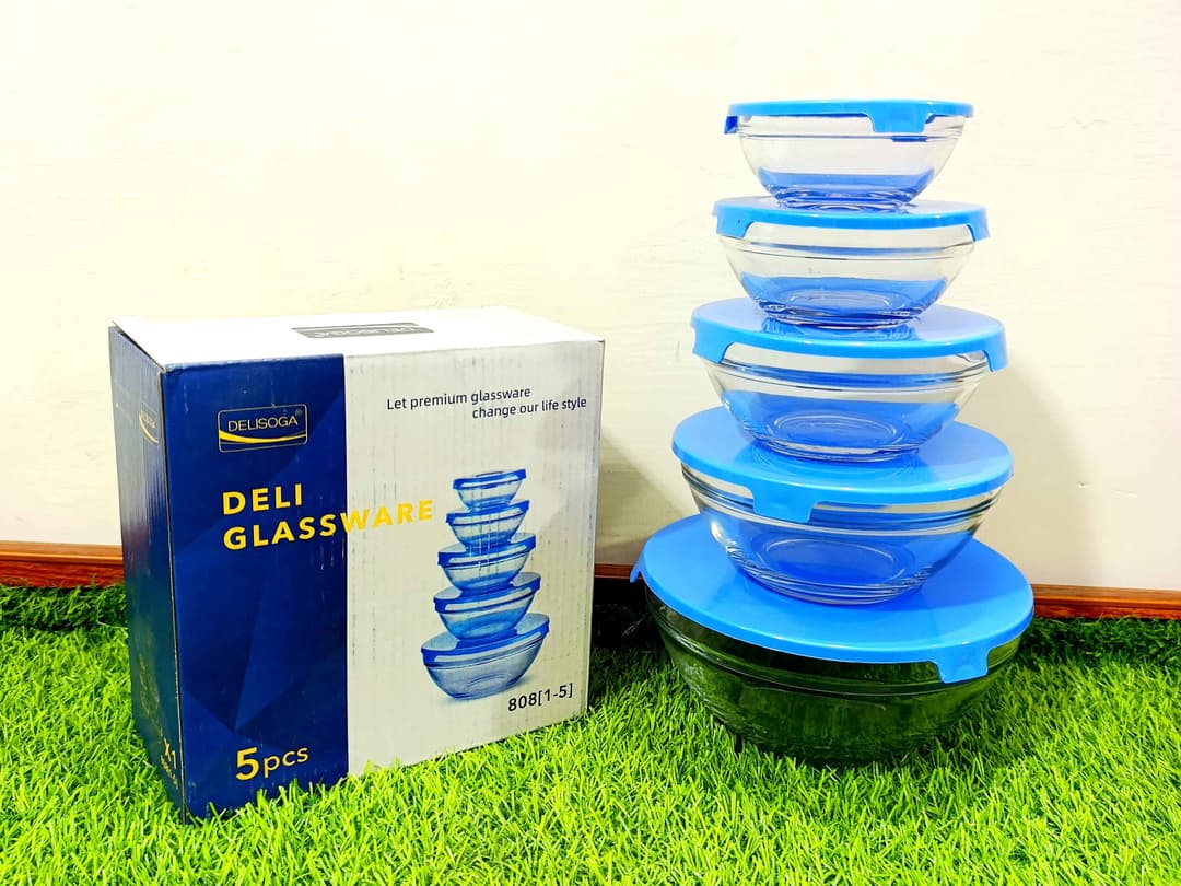 Glass Bowls with lids (5+5) img 1