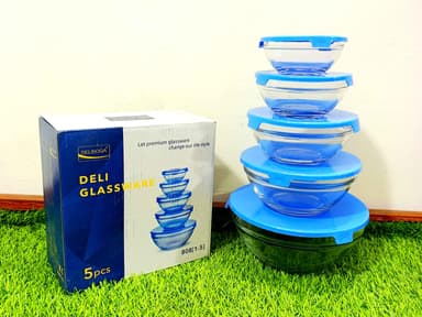Glass Bowls with lids (5+5) mini img 1