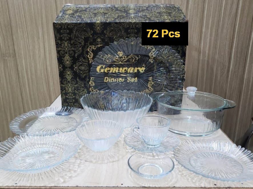 Tempered Glass Dinner Set Sunny (72 Pcs) مائکروویو اوون میں استعمال ہونے والے img 1