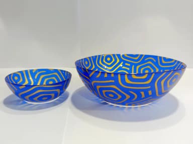 Bowl Set Printed Blue Golden 7 pcs mini img 01
