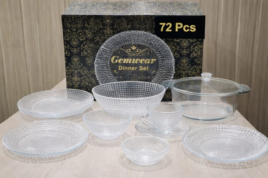 Tempered Glass Dinner Set Specks (72 Pcs) مائکروویو اوون میں استعمال ہونے والے img 1