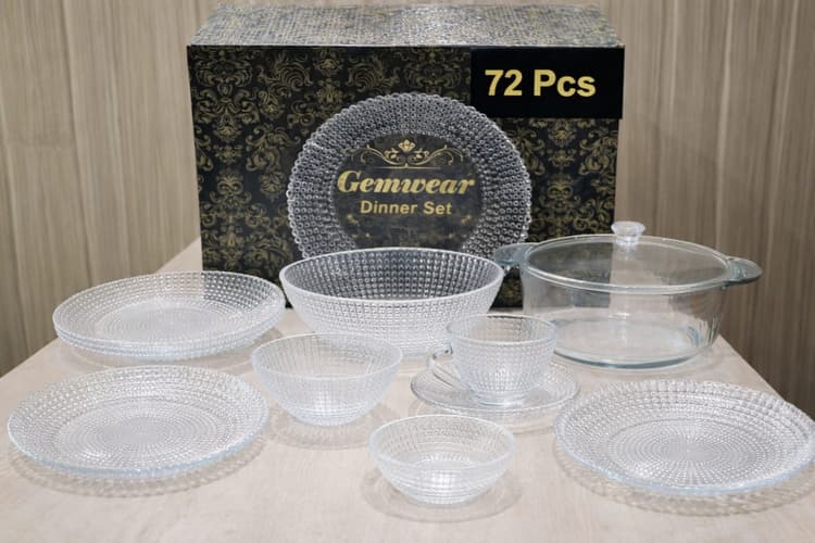 Tempered Glass Dinner Set Specks (72 Pcs) مائکروویو اوون میں استعمال ہونے والے img