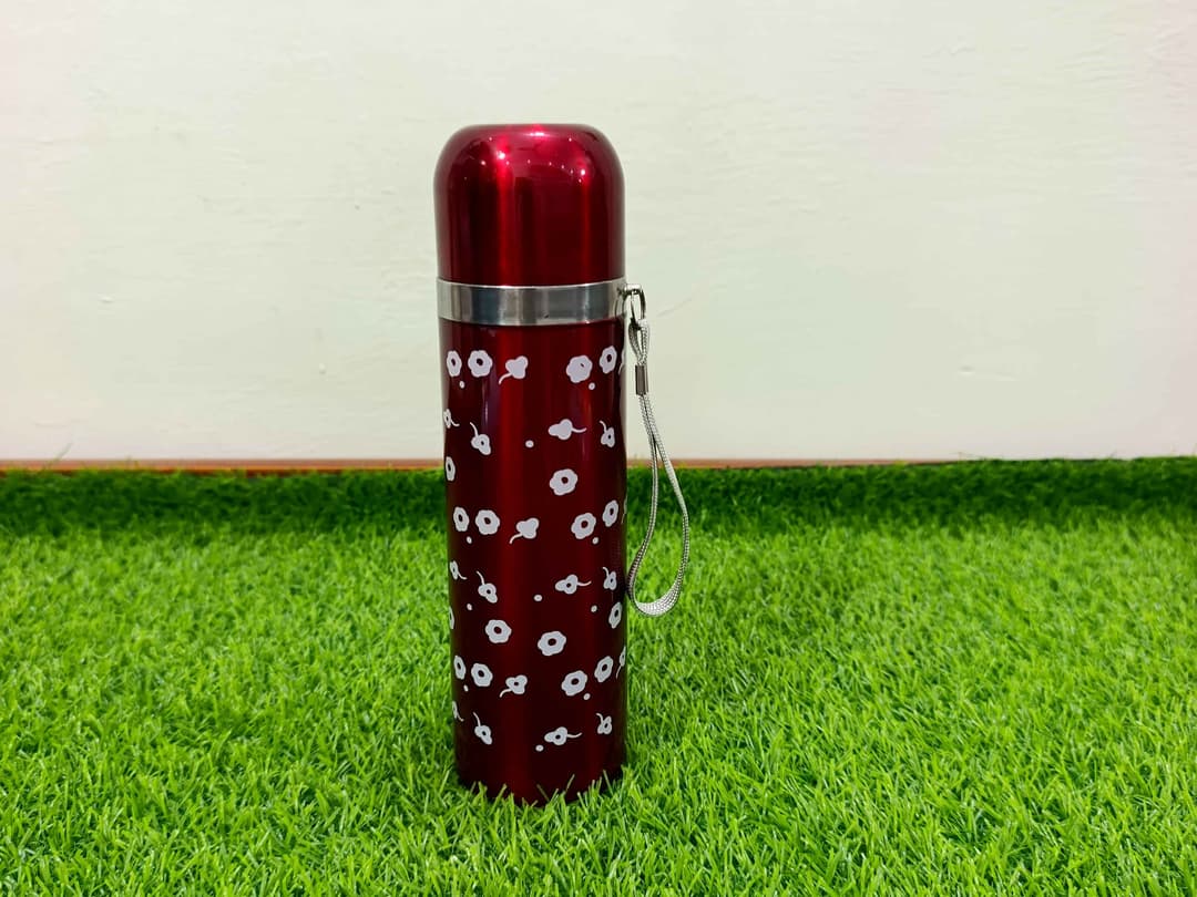Water Bottle stainless steel (red floral) img 1