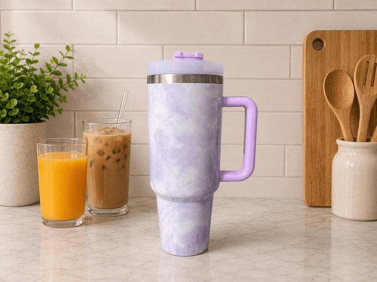 Printed insulated tumbler (Purple Marble) img