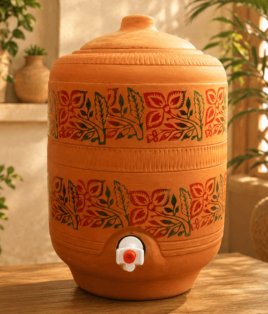Clay Water Cooler With lid mini img 1