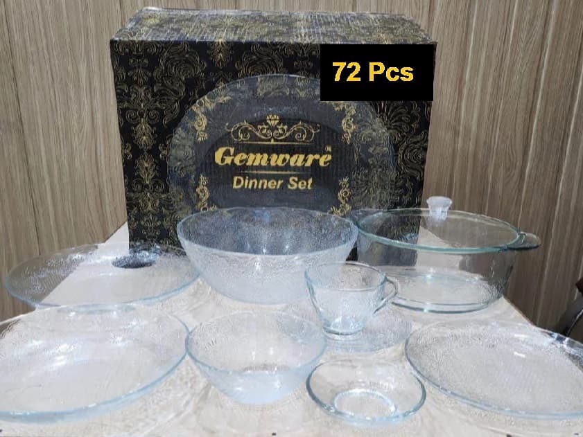 Tempered Glass Dinner Set Orchid (72 Pcs) مائکروویو اوون میں استعمال ہونے والے img 1