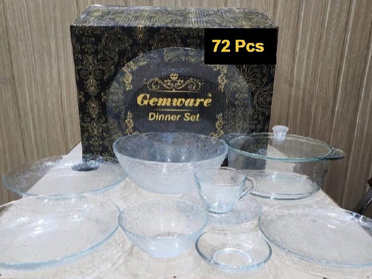 Tempered Glass Dinner Set Orchid (72 Pcs) مائکروویو اوون میں استعمال ہونے والے img