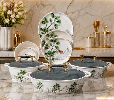 Melamine Double Glazed Dinner Set (Grey)(72pcs)(Round Double Print) mini img 1
