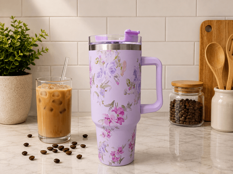 Printed insulated tumbler (Purple) img