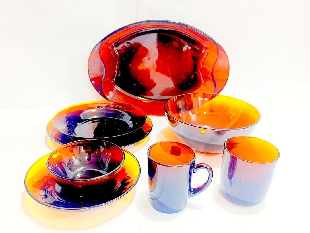 Brown Glass Dinner Set img 2