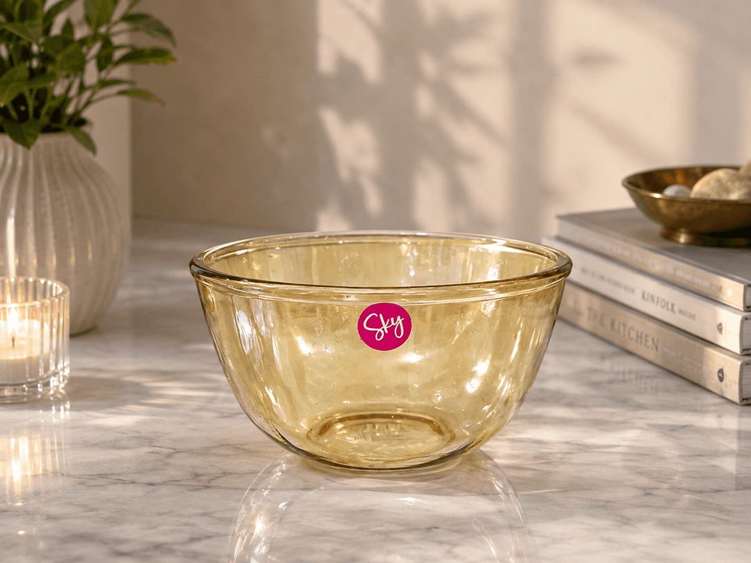 Medium Glass Bowl (golden colored) img 1