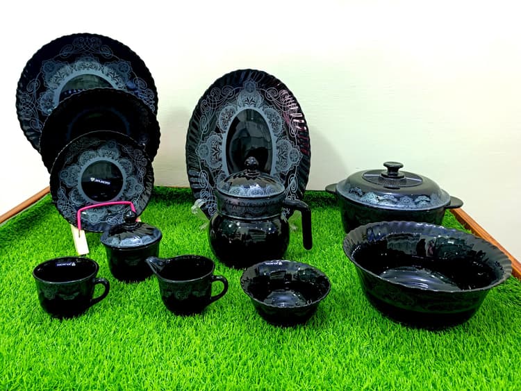 Dinner Set Marble Black 72 Pcs (Imported) img