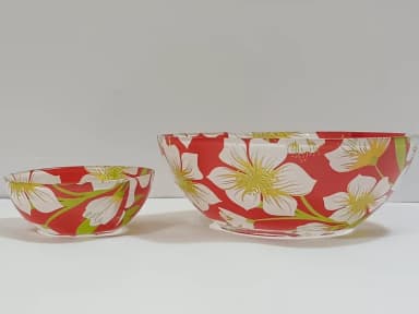 Bowl Set Printed Red White 7 pcs mini img 01