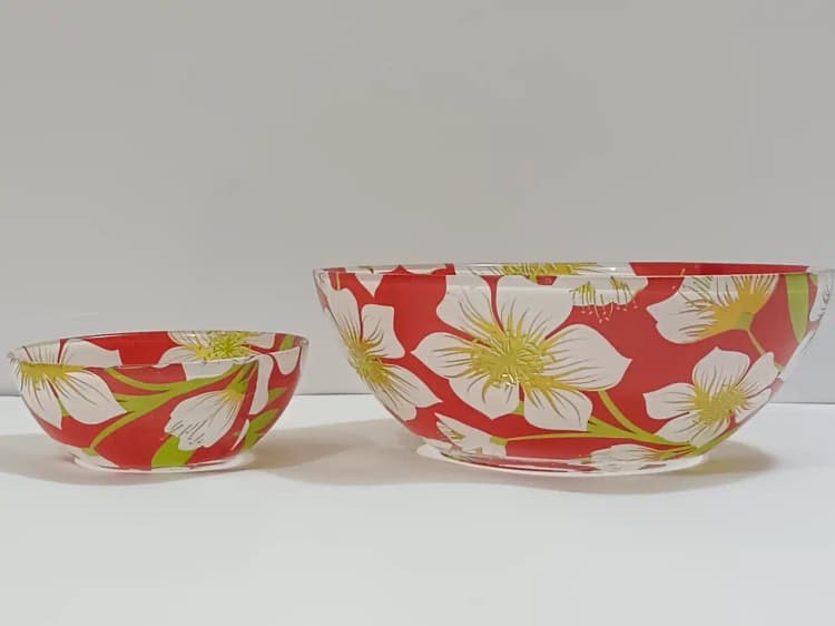 Bowl Set Printed Red White 7 pcs img