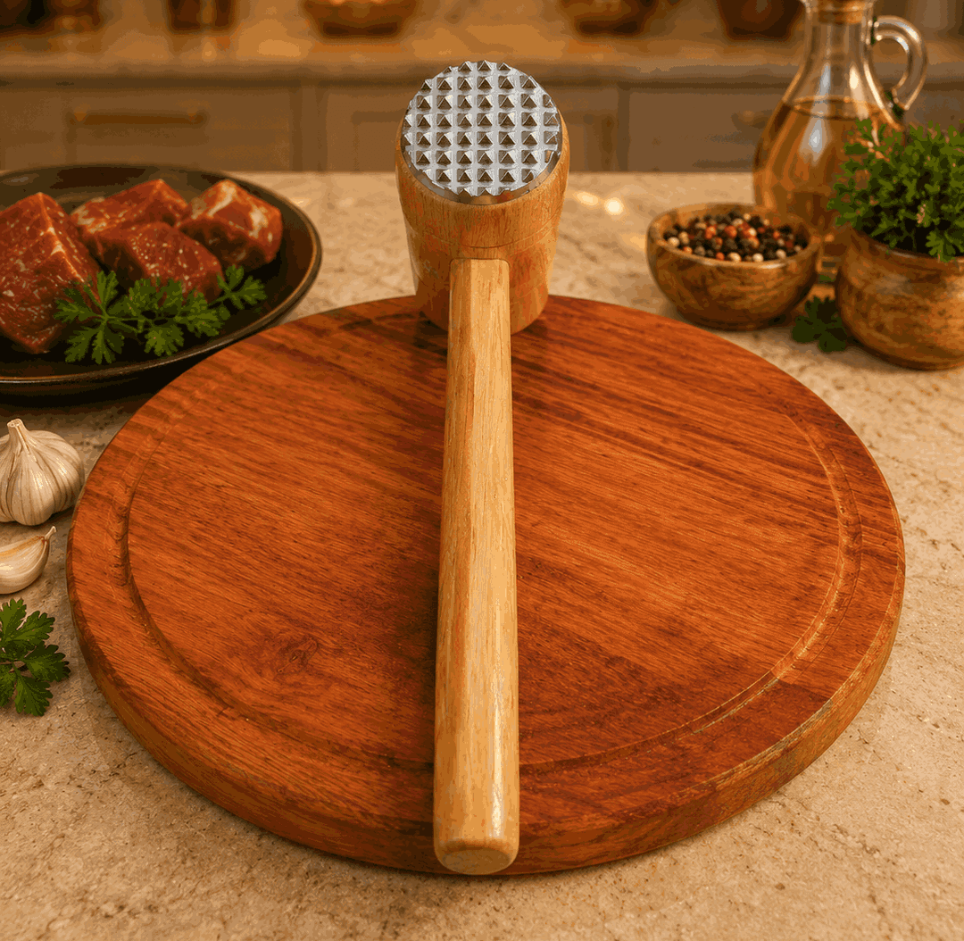 Wooden Meat Hammer (Hard Steel Sides) img 2