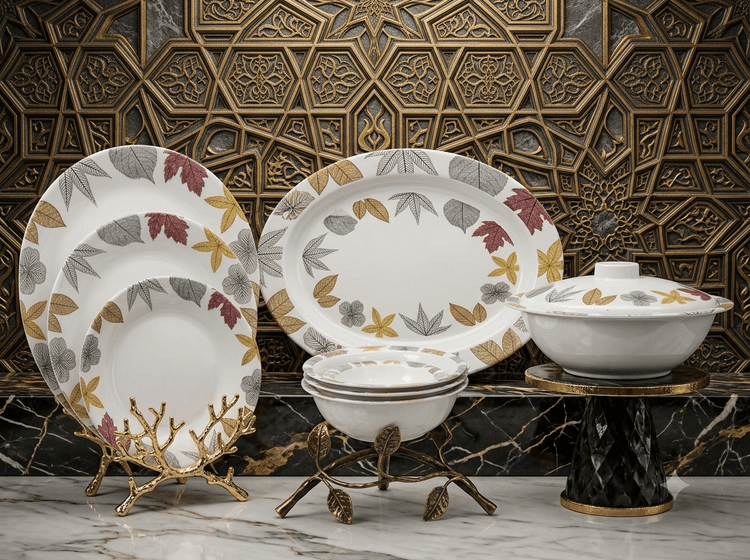 Dinner Set Melamine 6-Person (Leaves Design) img