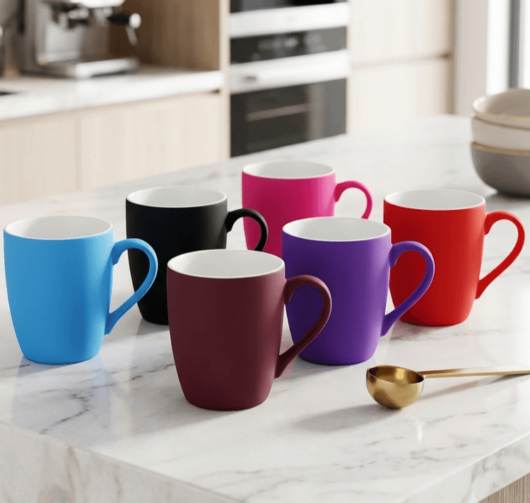 Matte Bone China Mugs (Multi Colored)(6pcs) img