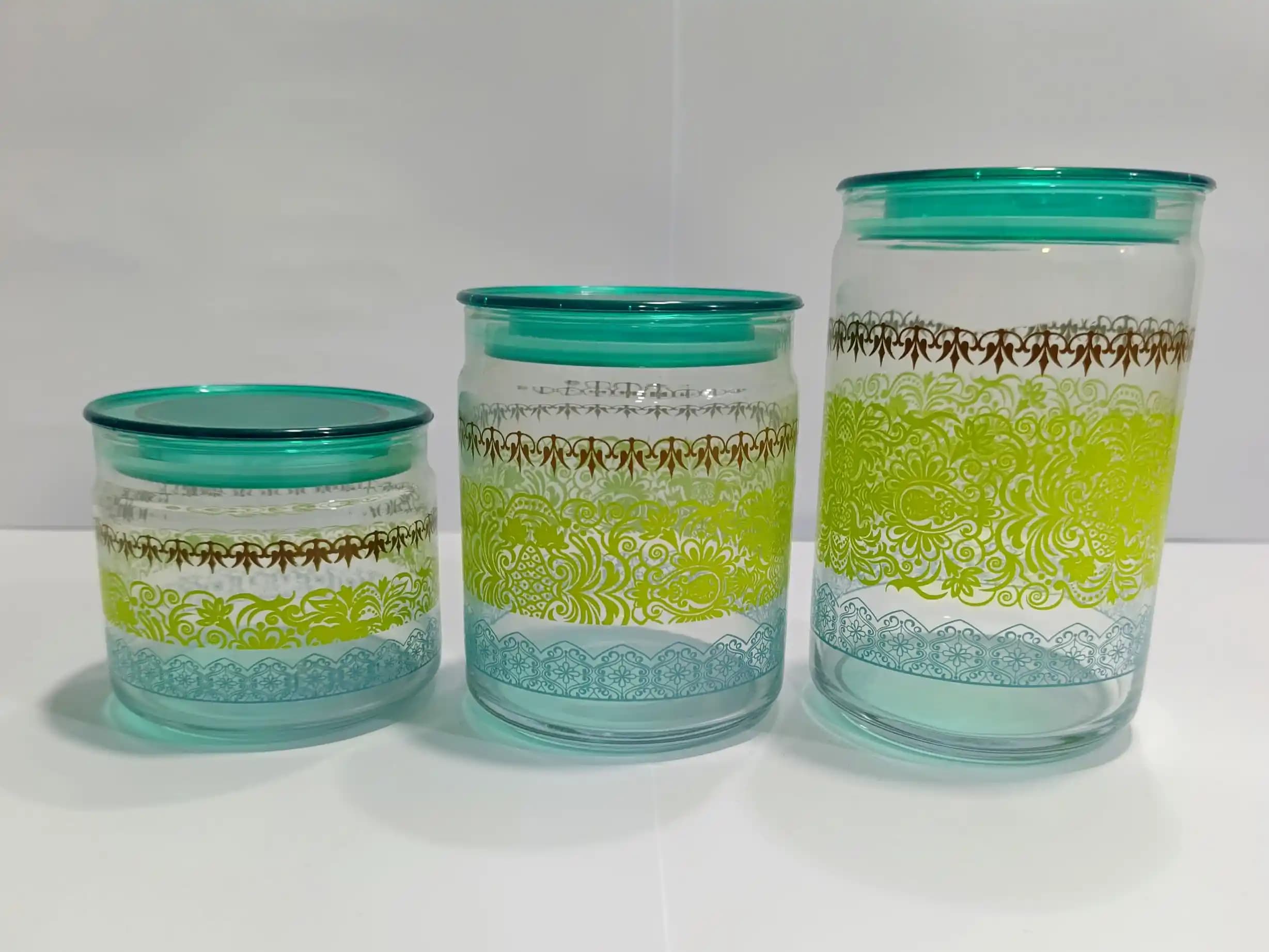Airtight Jar Set Printed Green img