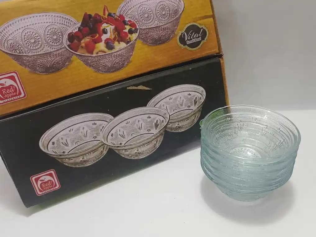 Bowl Small Clear Glass Apple 6Pcs img 1