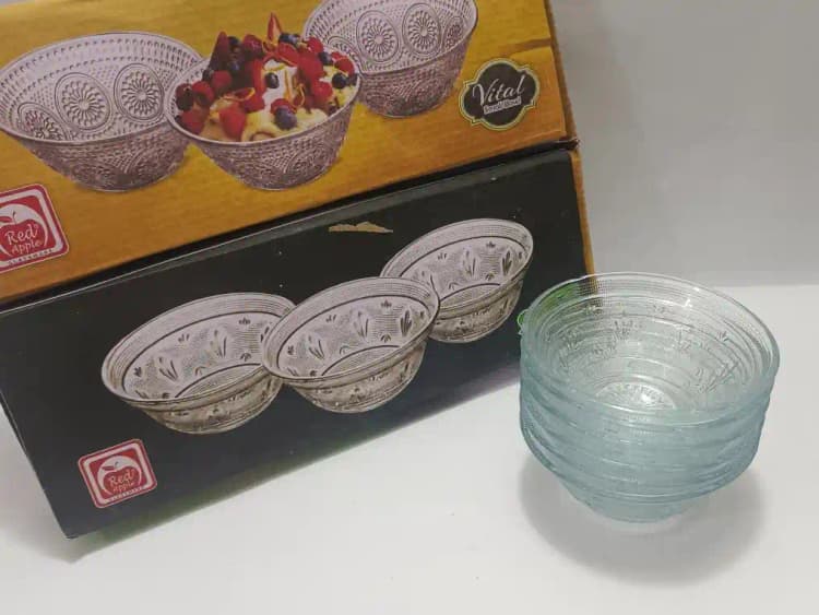 Bowl Small Clear Glass Apple 6Pcs img
