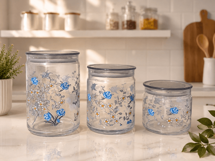 Airtight Jar Set White 3Pcs img