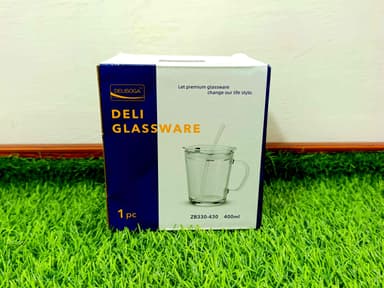 Glass Mug with lid and straw mini img 3