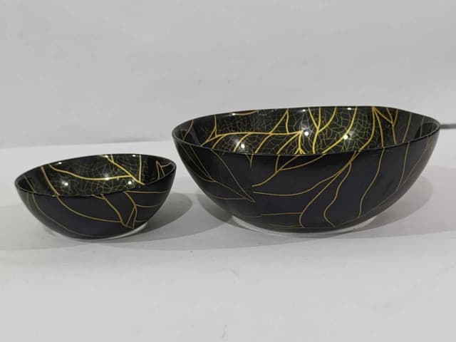 Bowl Set Printed Black, Golden Line  7 Pcs img 01