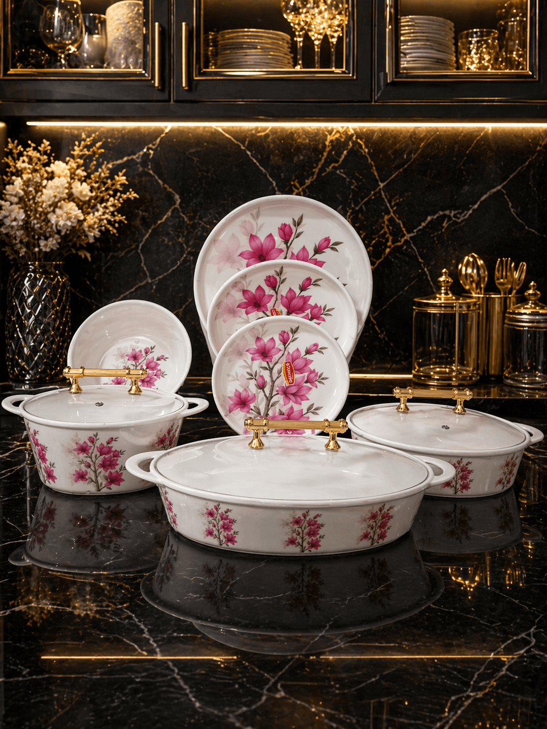 Melamine Double Glazed Dinner Set (72pcs)(Round Double Print) img 1