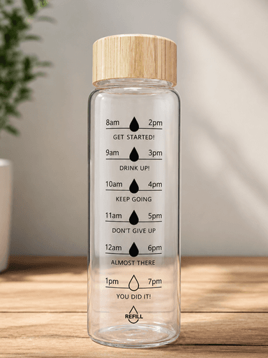 Glass Water Bottle Wood Cap mini img 1