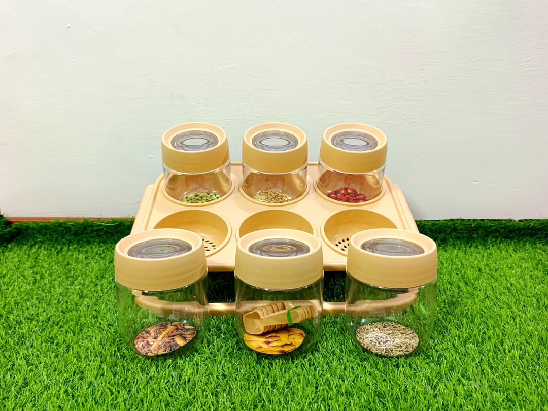 Spice Jars with stand (cream) (مصالحہ بکس) img 2