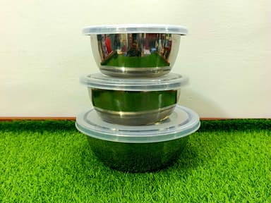 Air Tight Stainless Steel Bowl Set (3Pcs) mini img 1