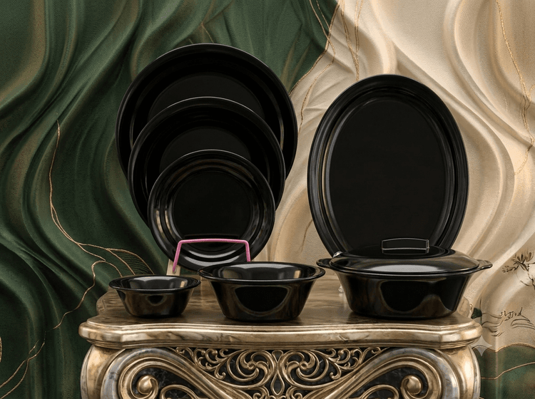 Dinner Set Melamine 6-Person Full Black img