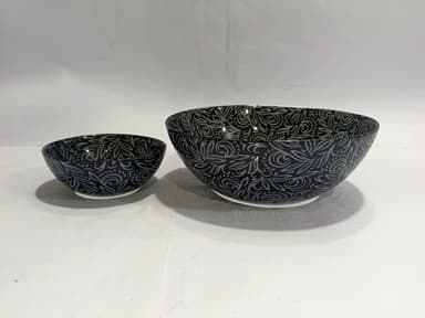 Bowl Set Printed Blue Black  7 pcs mini img 01