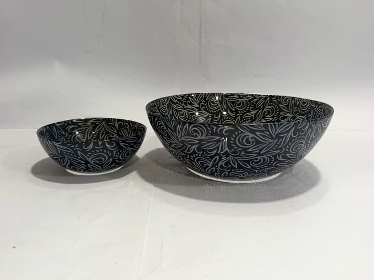 Bowl Set Printed Blue Black  7 pcs img