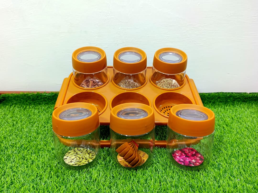 Spice Jars with stand (light brown) (مصالحہ بکس) img 2