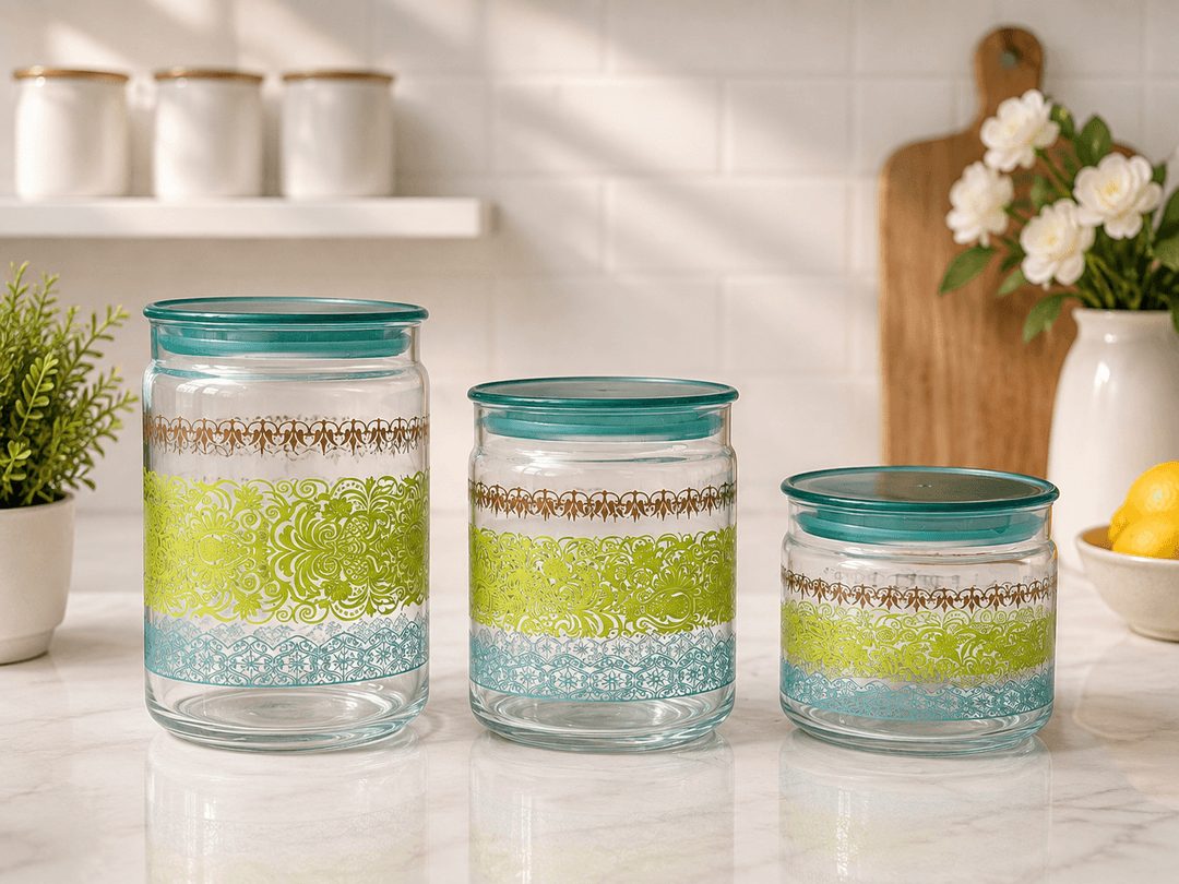 Airtight Jar Set Printed Green img 1
