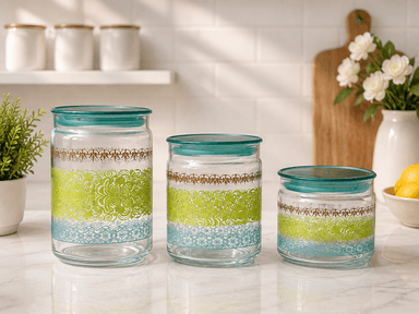 Airtight Jar Set Printed Green mini img 1