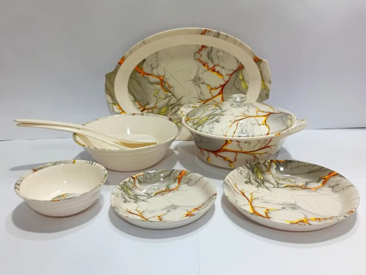 Dinner Set Melamine 6 person Golden img