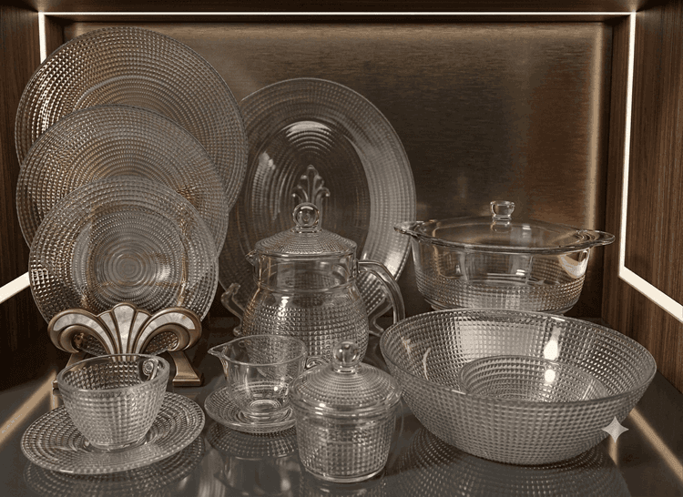 Tempered Glass Dinner Set Specks (72 Pcs) مائکروویو اوون میں استعمال ہونے والے img