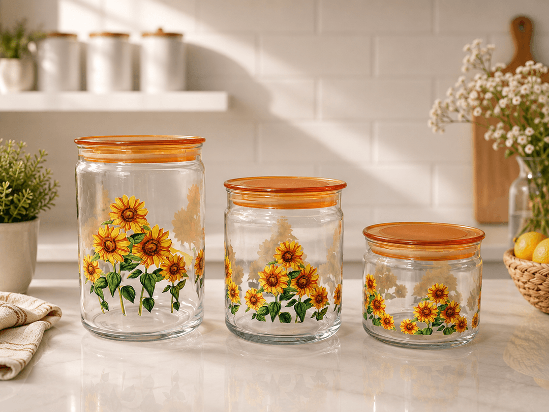 Airtight Jar Set Printed Yellow img 1