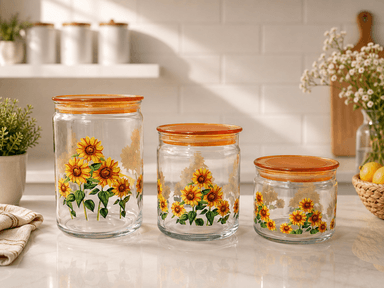 Airtight Jar Set Printed Yellow mini img 1
