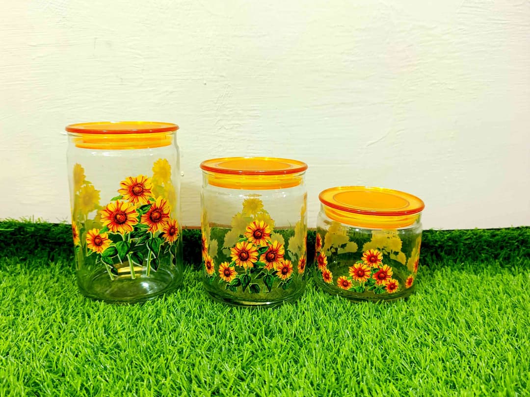 Airtight Jar Set Printed Yellow img 1