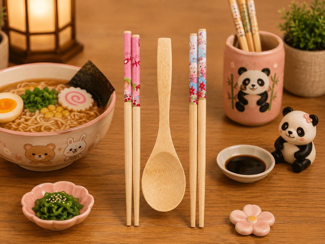 Kids Chopstick Set ( Bamboo Wood) img 1
