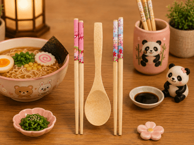 Kids Chopstick Set ( Bamboo Wood) mini img 1