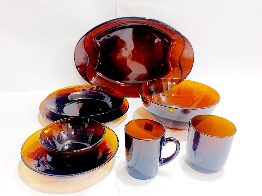 Brown Glass Dinner Set img 1