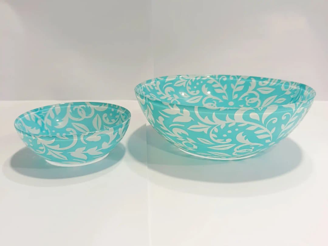 Bowl Set Printed L Green White 7 pcs img 1