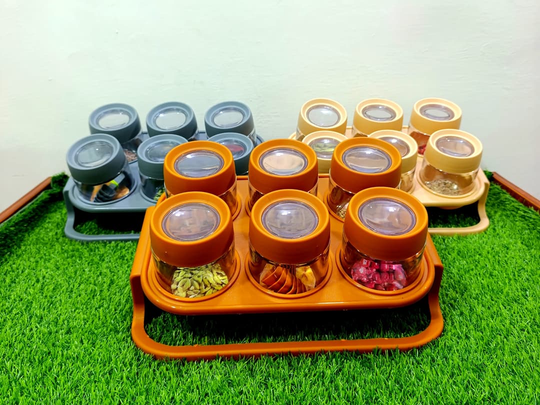 Spice Jars with stand (light brown) (مصالحہ بکس) img 4